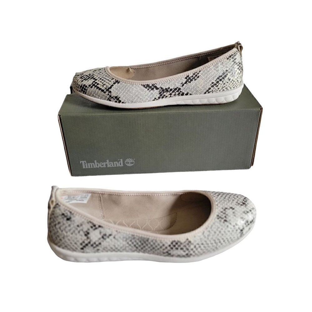 TIMBERLAND Leather Sporty Ballet Flats Snake Print Women Size 5.5